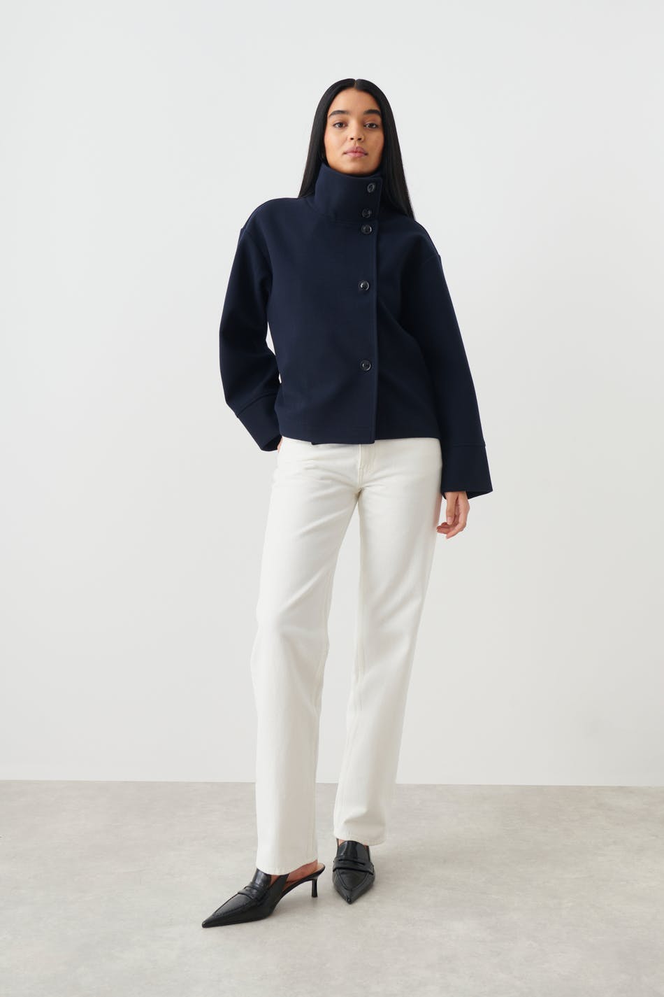 short felt jacket - Bleu marine