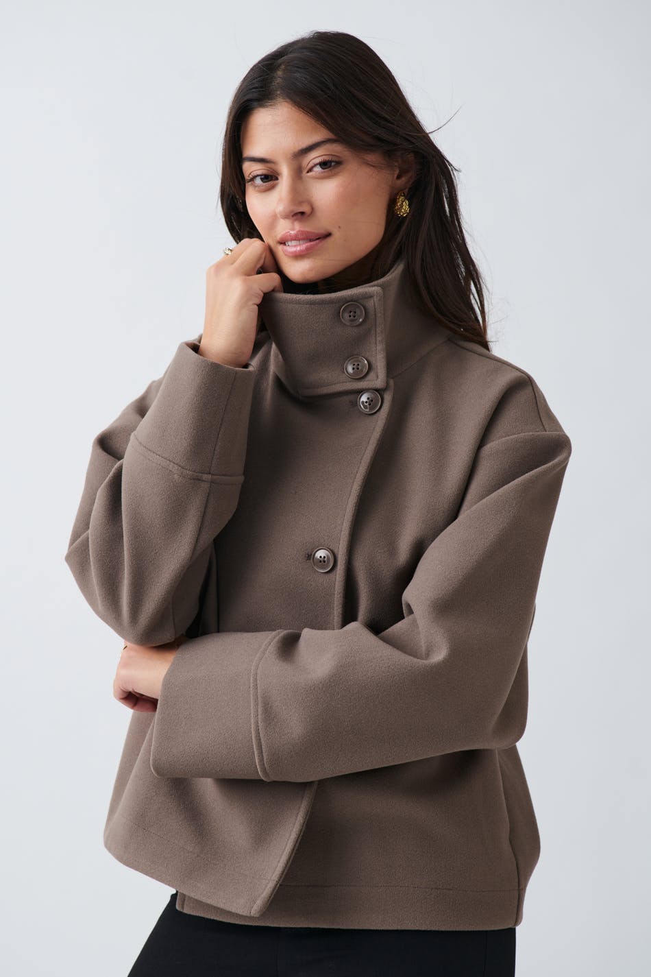 short felt jacket - Grey melange