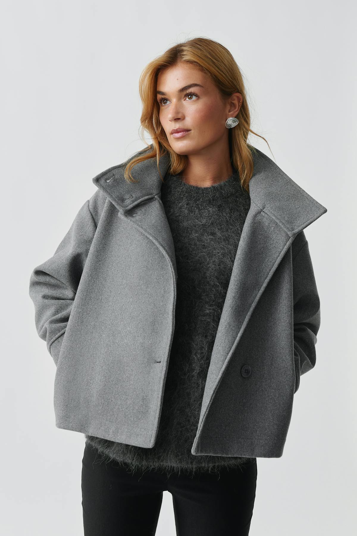 short felt jacket - Bleu marine