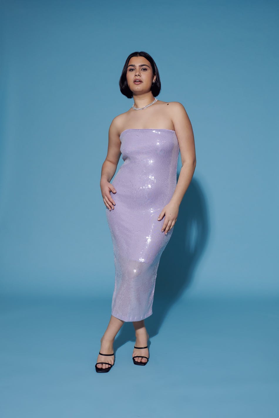 Sequin tube dress - Violet clair
