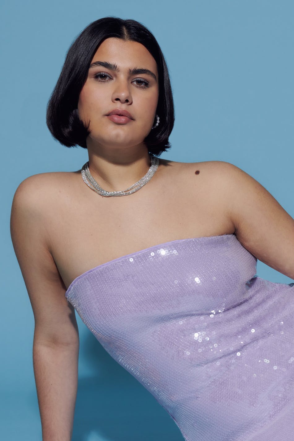 Sequin tube dress - Violet clair