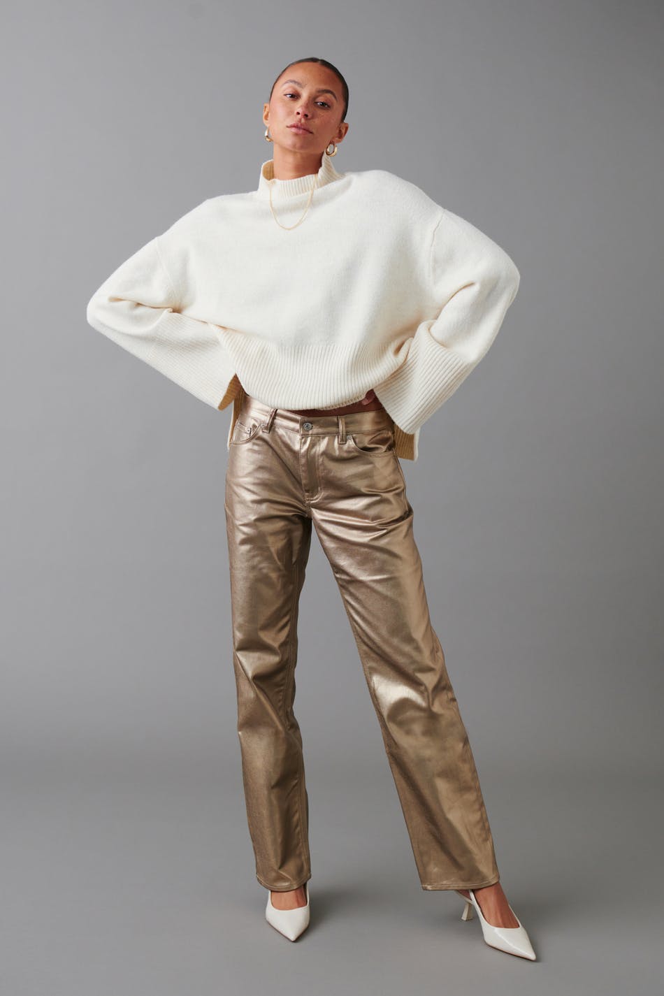 Metallic jeans - Doré