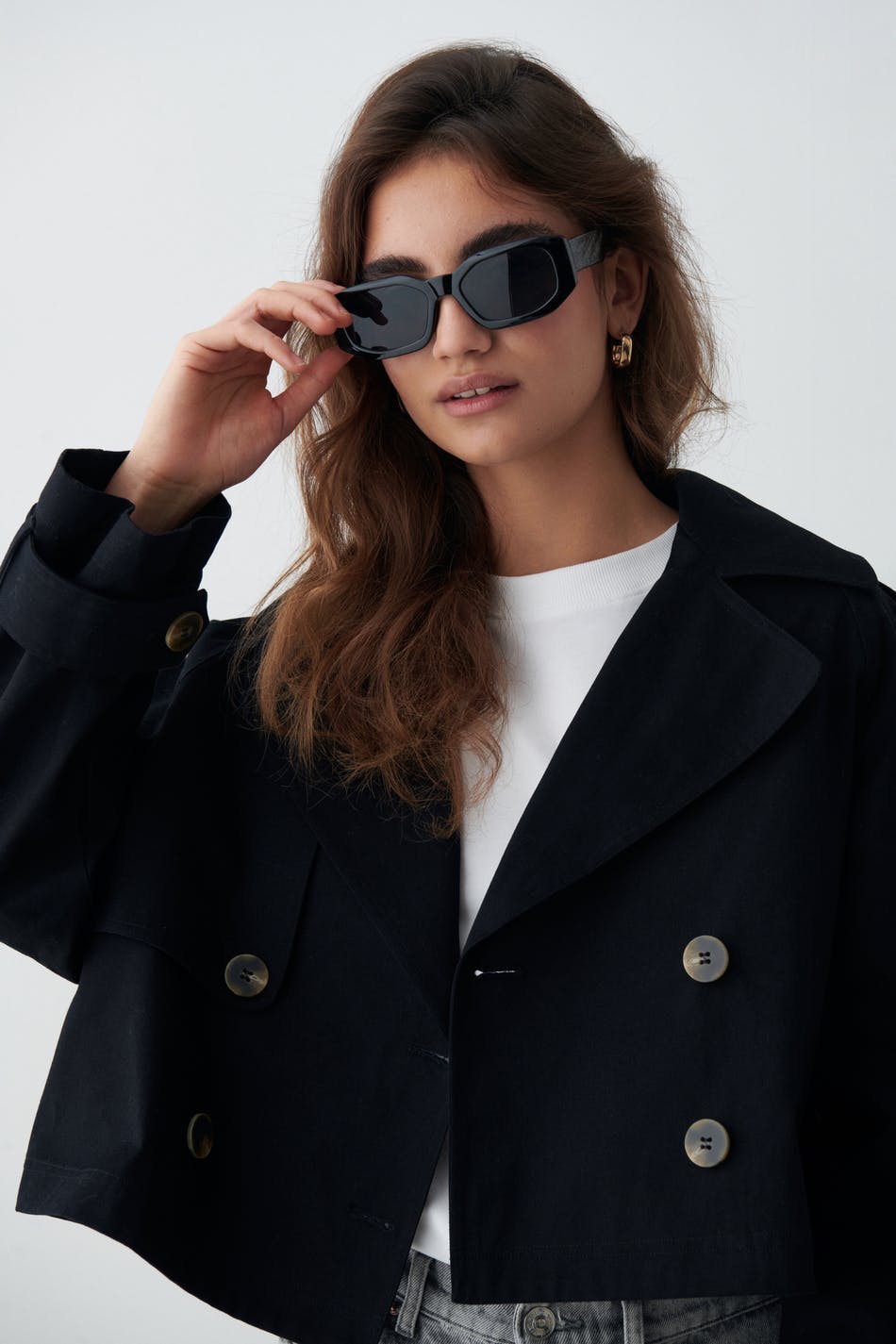 angular sunglasses - Noir