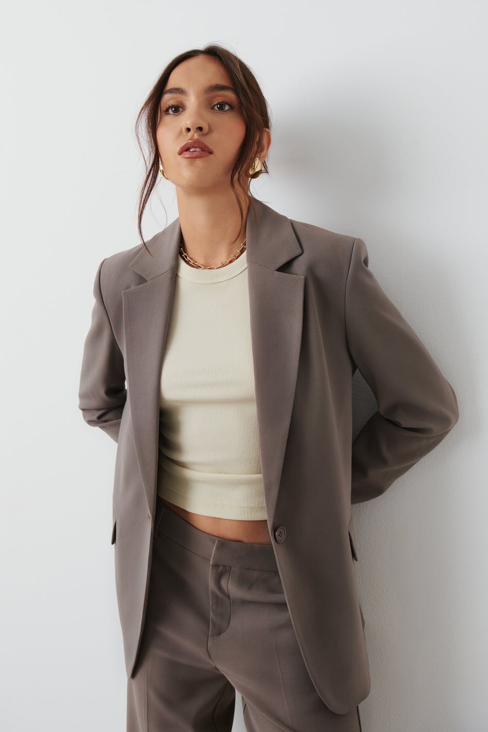 straight regular blazer - Noir