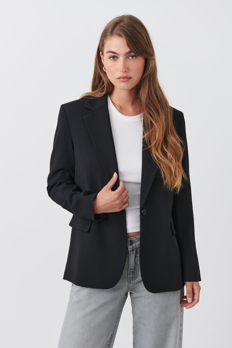 straight regular blazer - Noir