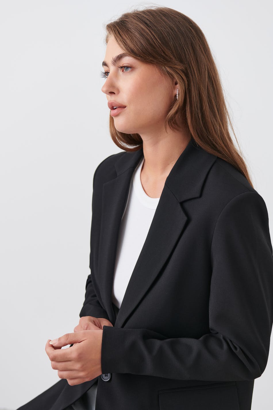 straight regular blazer - Noir