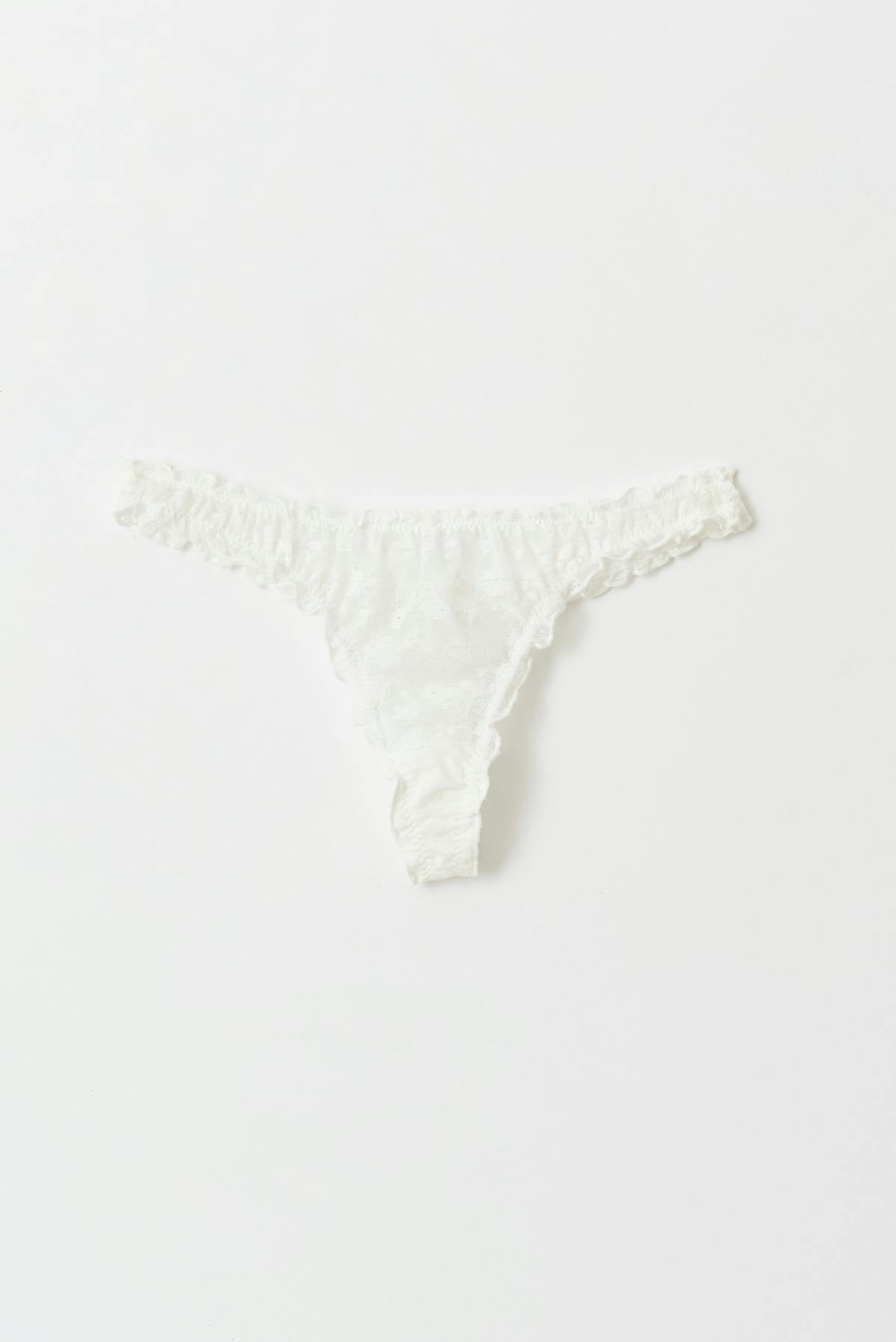 frill lace string - Noir