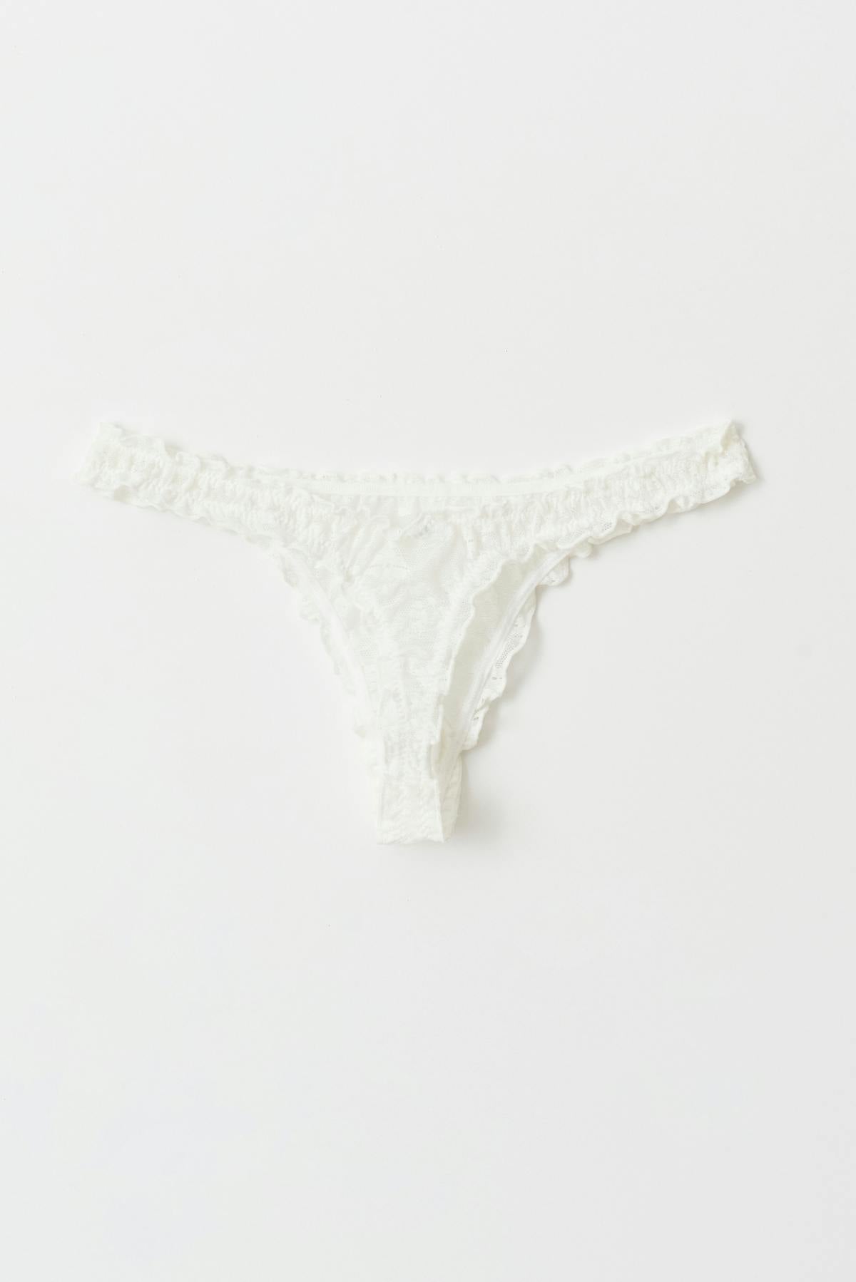 frill lace string - Noir