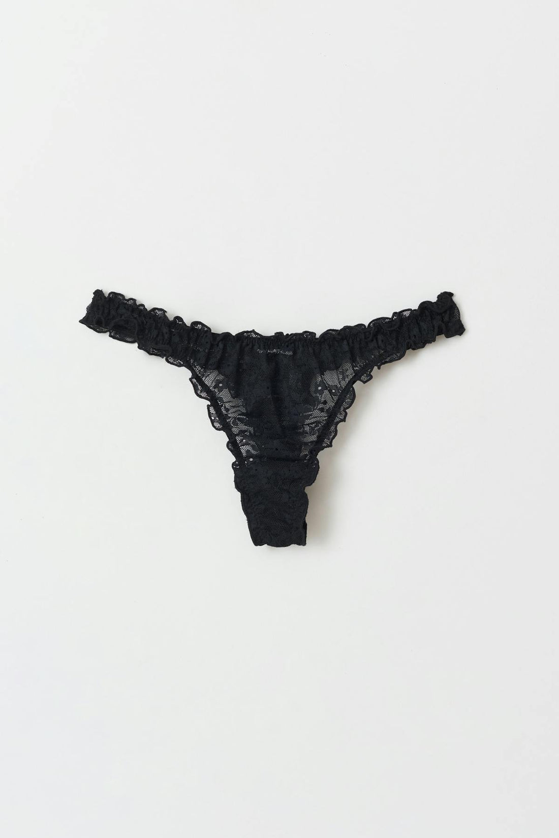frill lace string - Noir