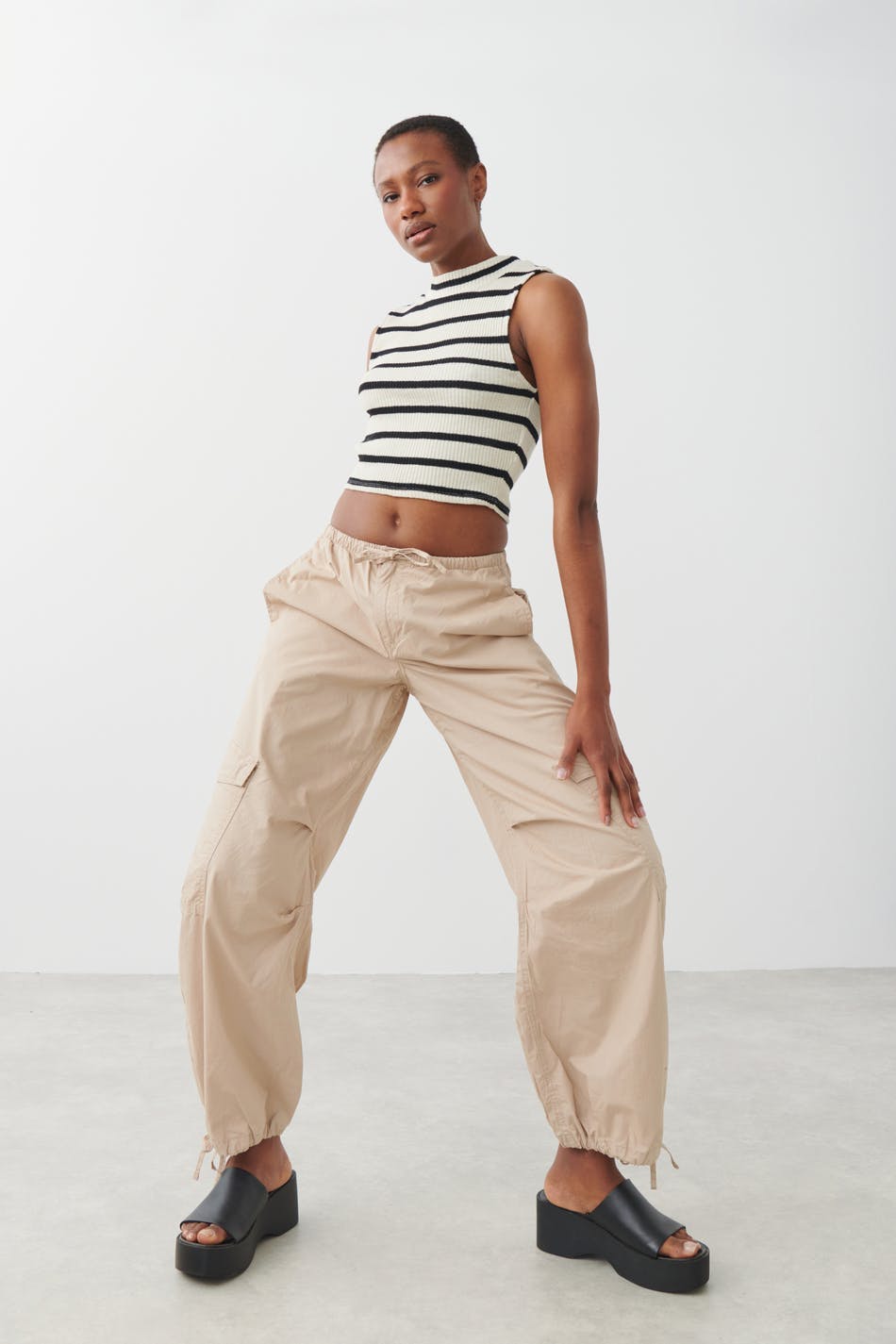 Cargo parachute trousers - Noir