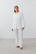 Linen blend blazer - Blanc