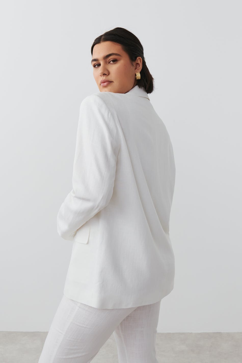 Linen blend blazer - Blanc