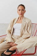 Linen blend blazer - Blanc
