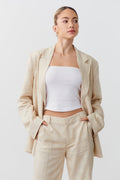 Linen blend blazer - Blanc
