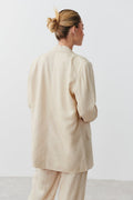 Linen blend blazer - Blanc