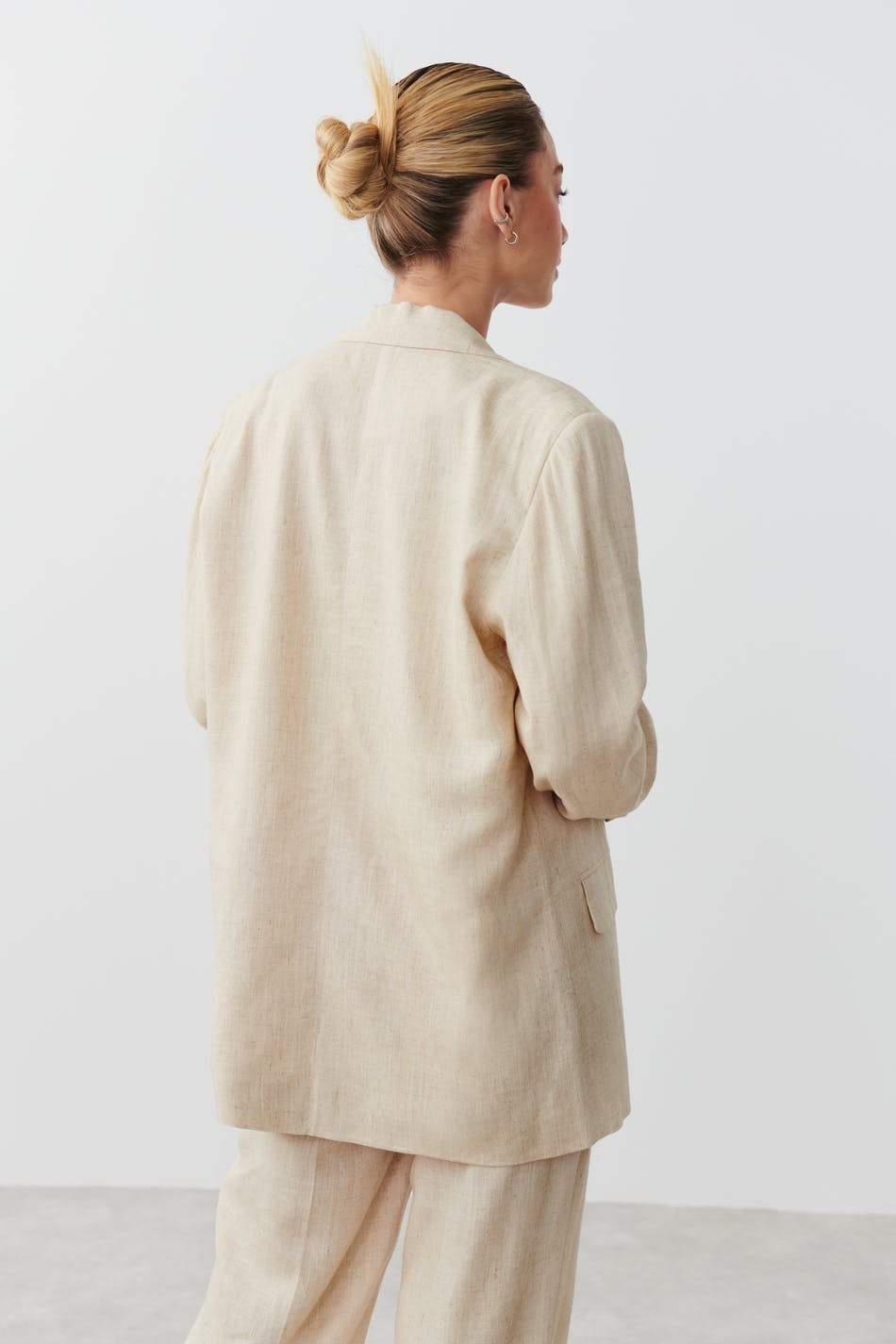 Linen blend blazer - Blanc