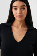 V-neck collar top - Noir