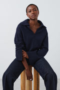V-neck knitted sweater - Peacoat