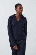 V-neck knitted sweater - Peacoat