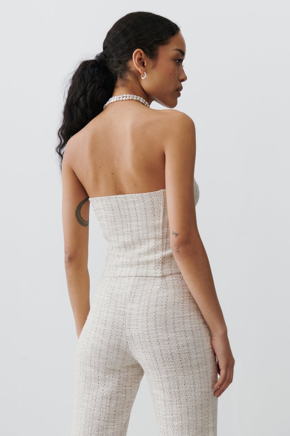 Tweed corset top - Beige clair