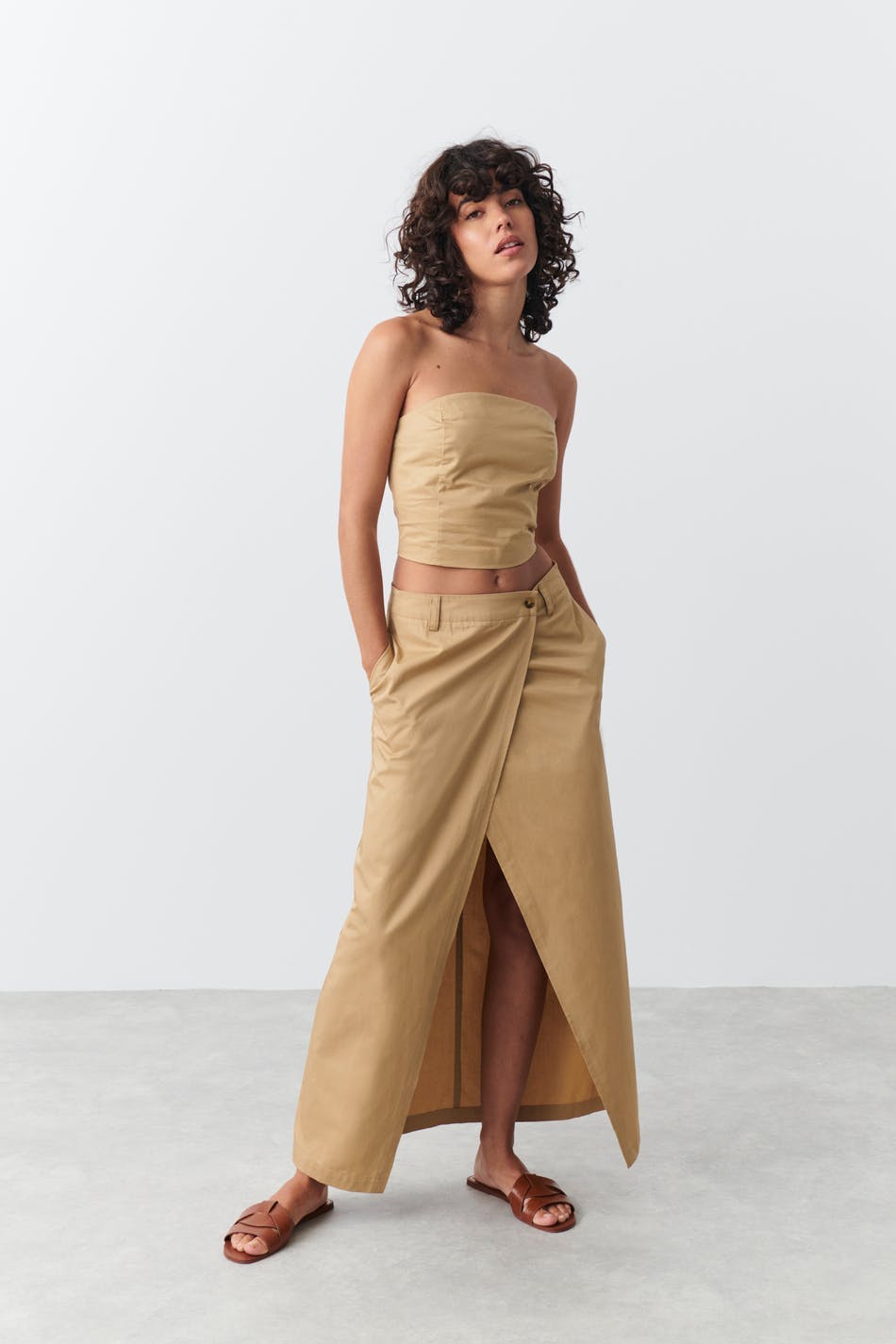 Long chino skirt - Beige