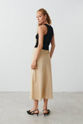 Satin midi skirt - Irish cream
