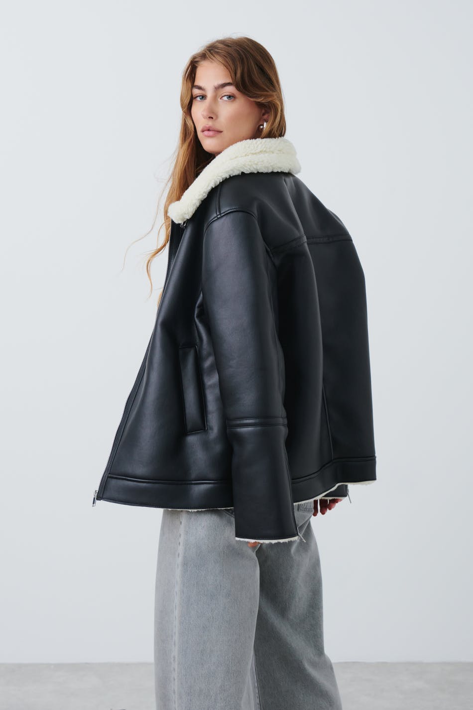 Shearling jacket - Black/white