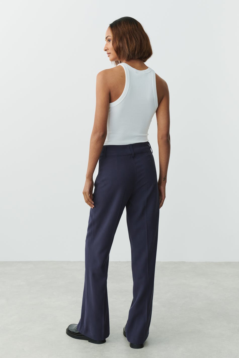Straight viscose trousers - Bleu marine
