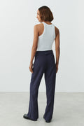 Straight viscose trousers - Bleu marine