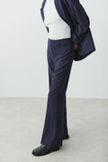 Straight viscose trousers - Bleu marine