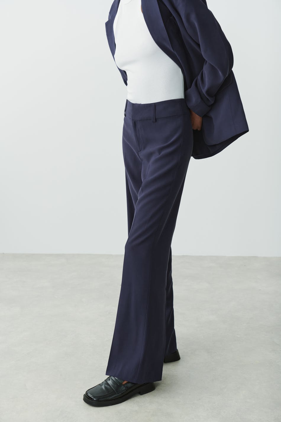 Straight viscose trousers - Bleu marine