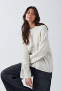 crew neck knitted sweater - Oat melange