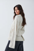 crew neck knitted sweater - Oat melange