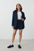 Short tailored skirt - Navy pinstripe