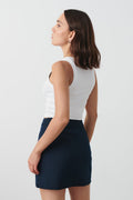 Short tailored skirt - Navy pinstripe