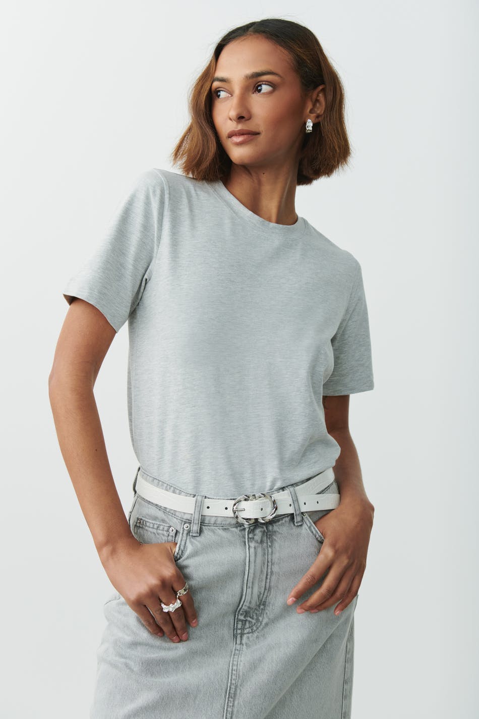 Metal buckle belt - Blanc