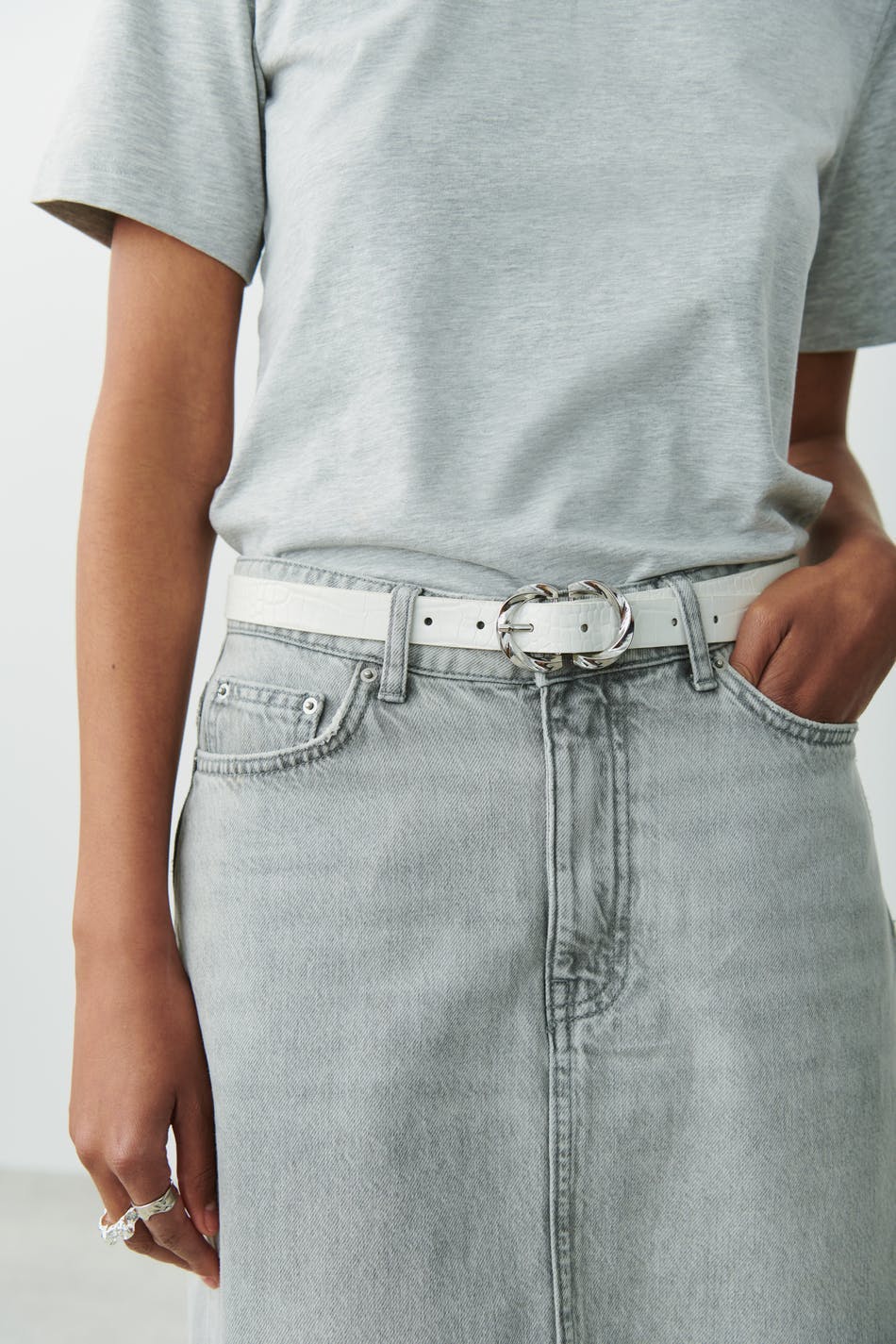 Metal buckle belt - Blanc