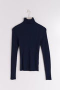 Knitted turtleneck top - Bleu marine