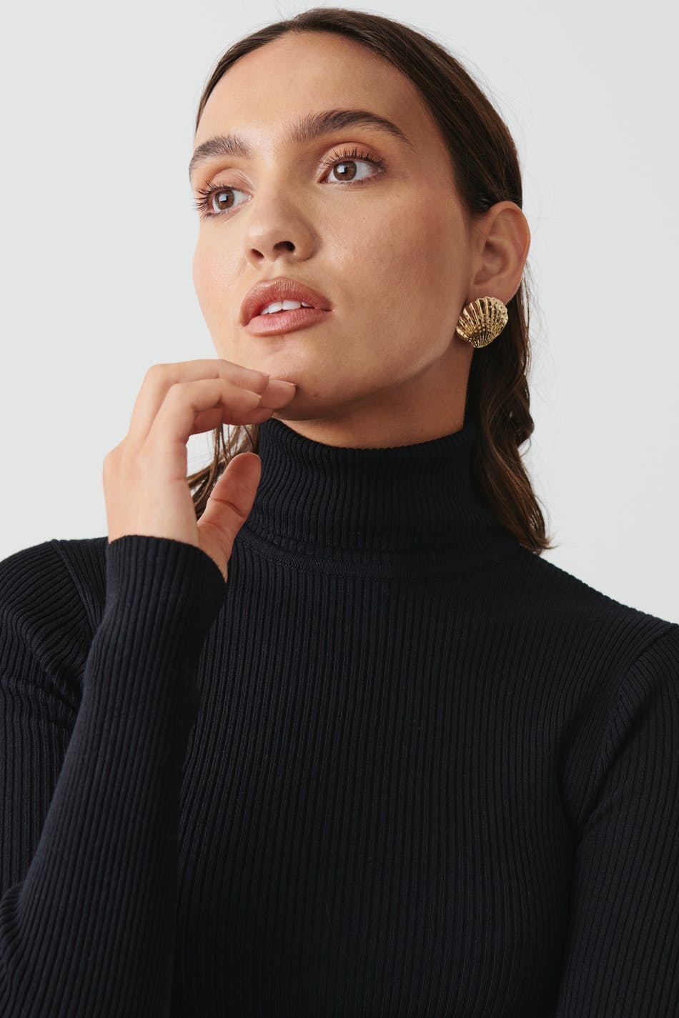 Knitted turtleneck top - Noir