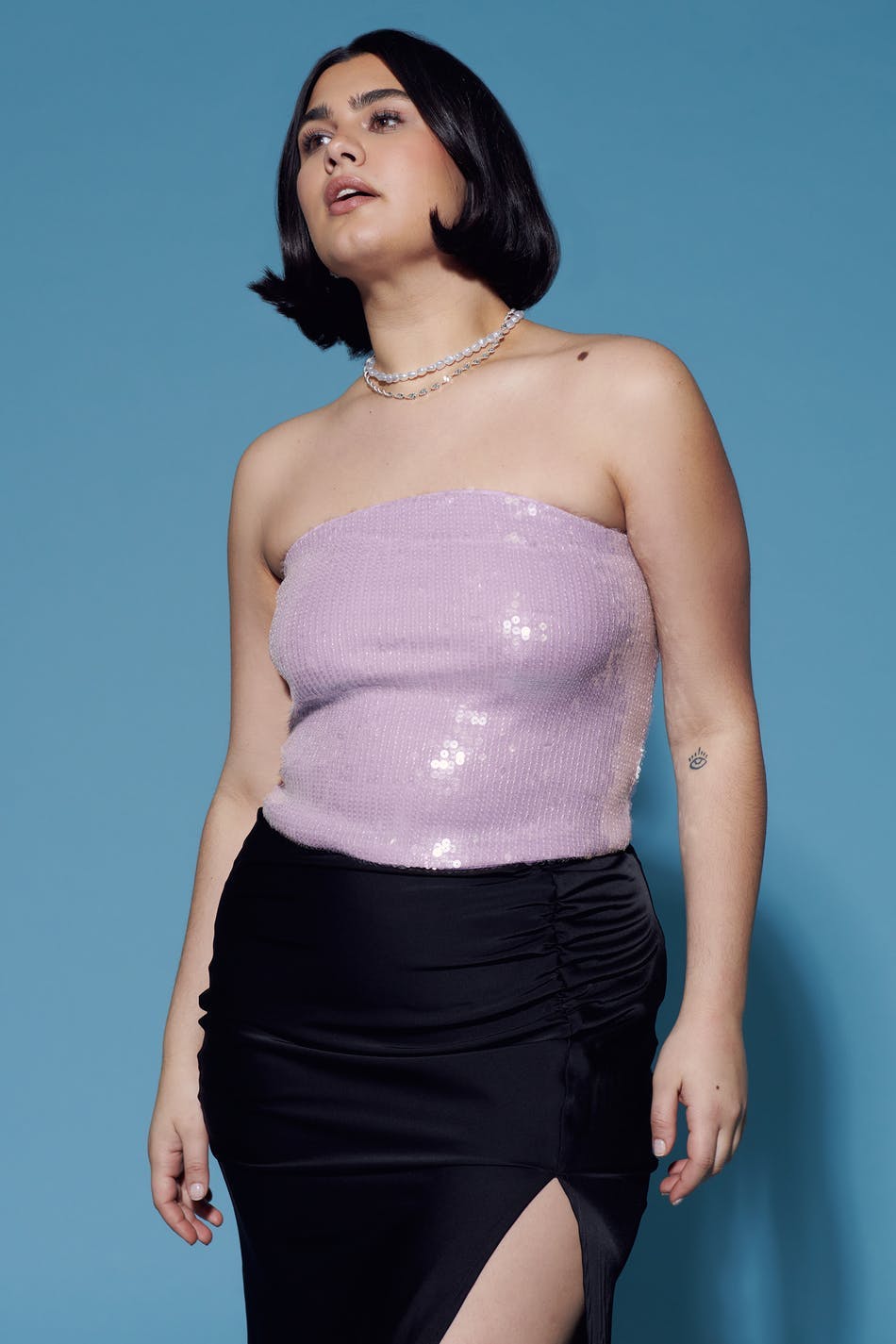 Sequin tube top - Violet clair