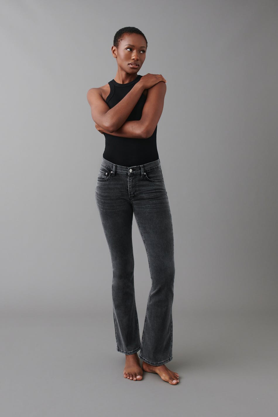 Low petite bootcut jeans - Gris
