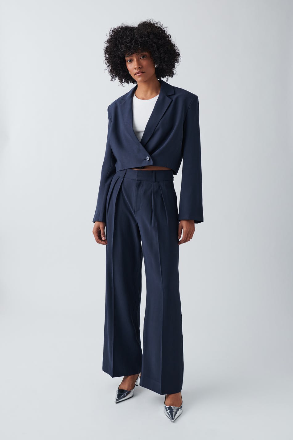 Wide tailored trousers - Offblack