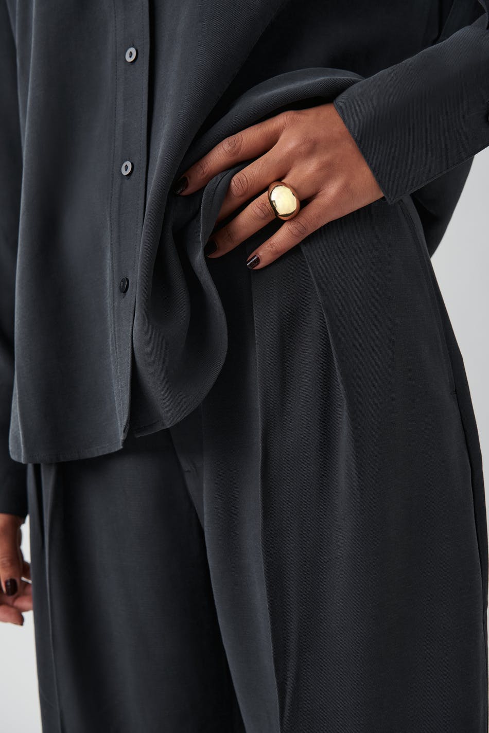 Wide tailored trousers - Offblack