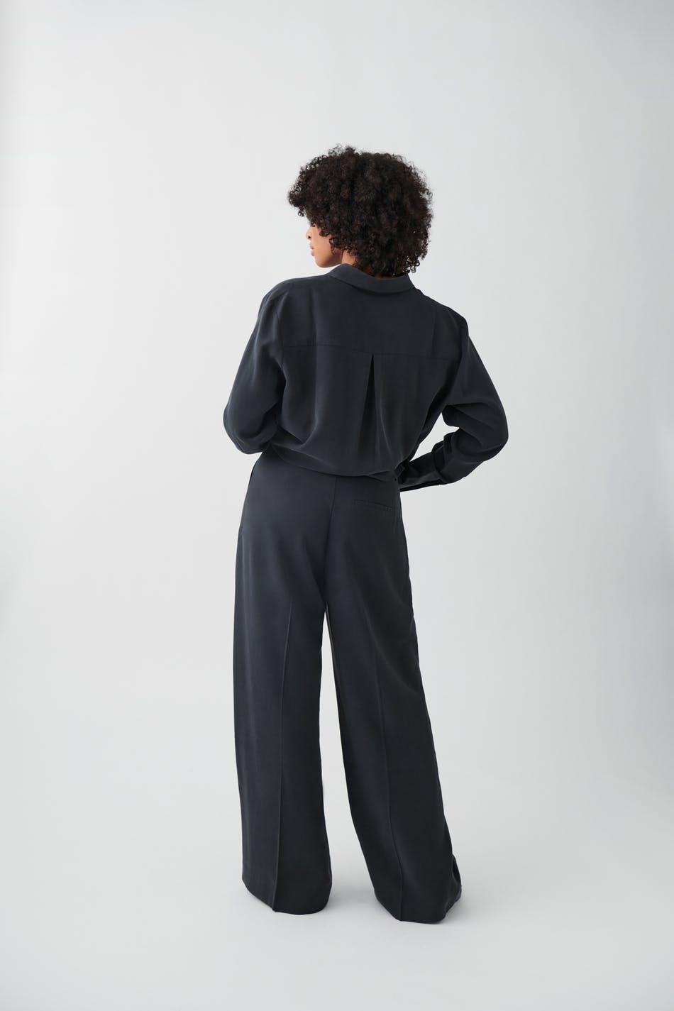 Wide tailored trousers - Offblack