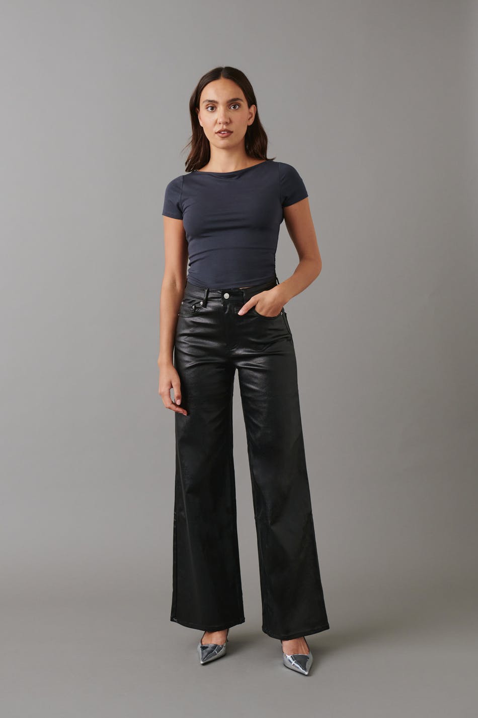 Coated wide jeans - Noir