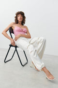 Parachute satin trousers - Egret