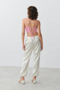 Parachute satin trousers - Egret