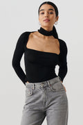 longsleeve choker top - Noir