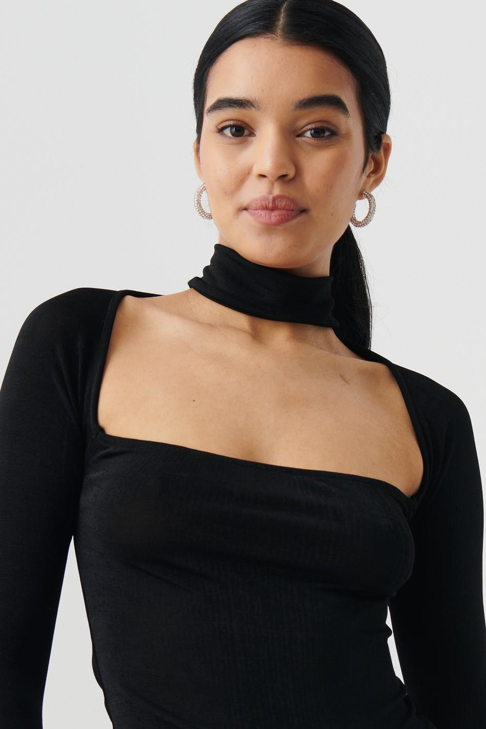 longsleeve choker top - Noir