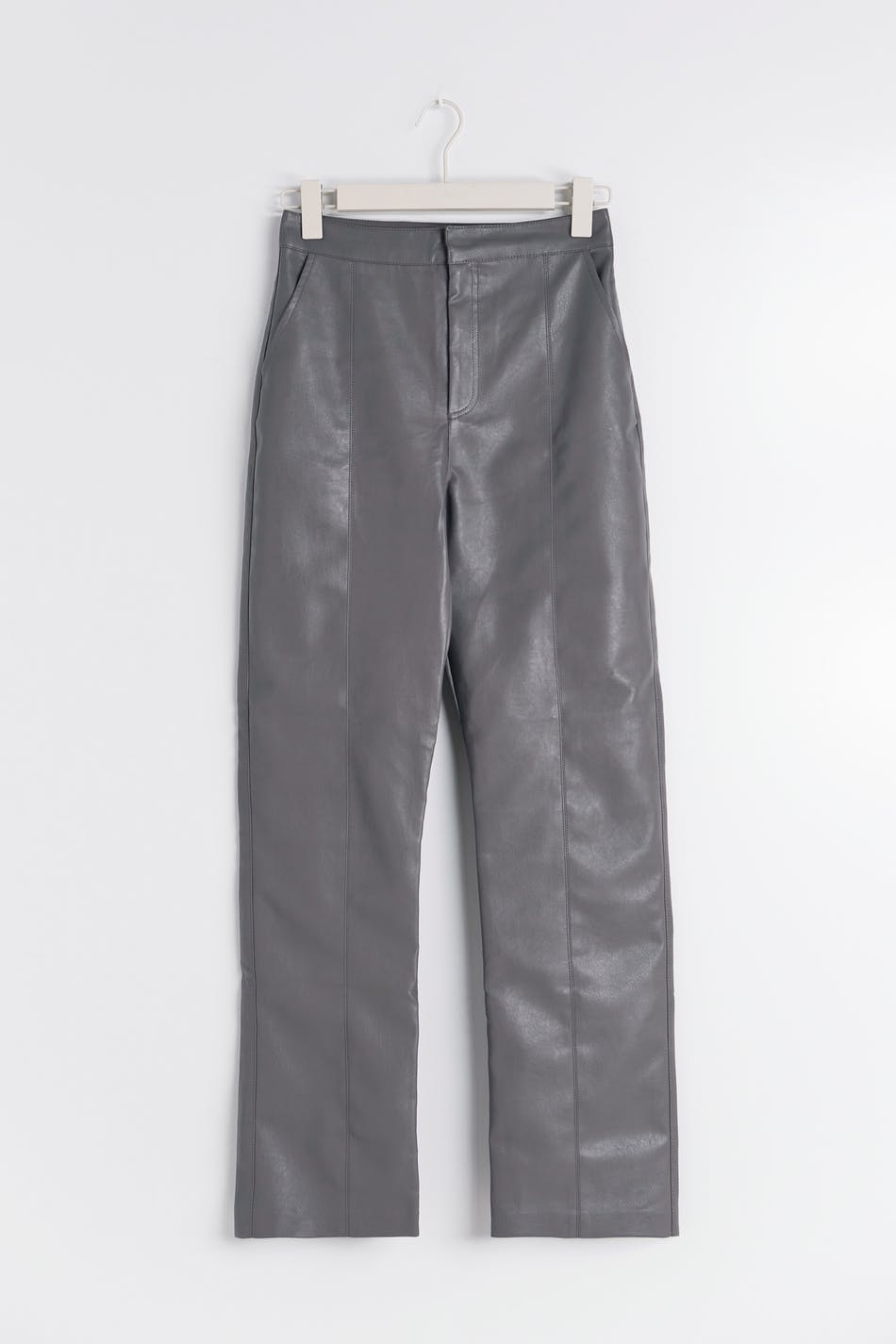 Straight leg pu trousers - Gris